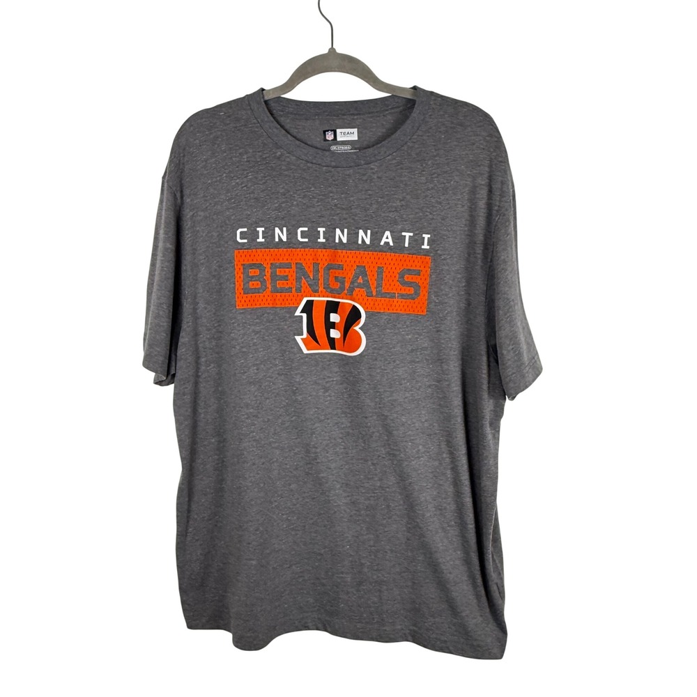NFL Team Apparel Cincinnati Bengals‎ Mens Heather Grey Graphic T-Shirt 2XL